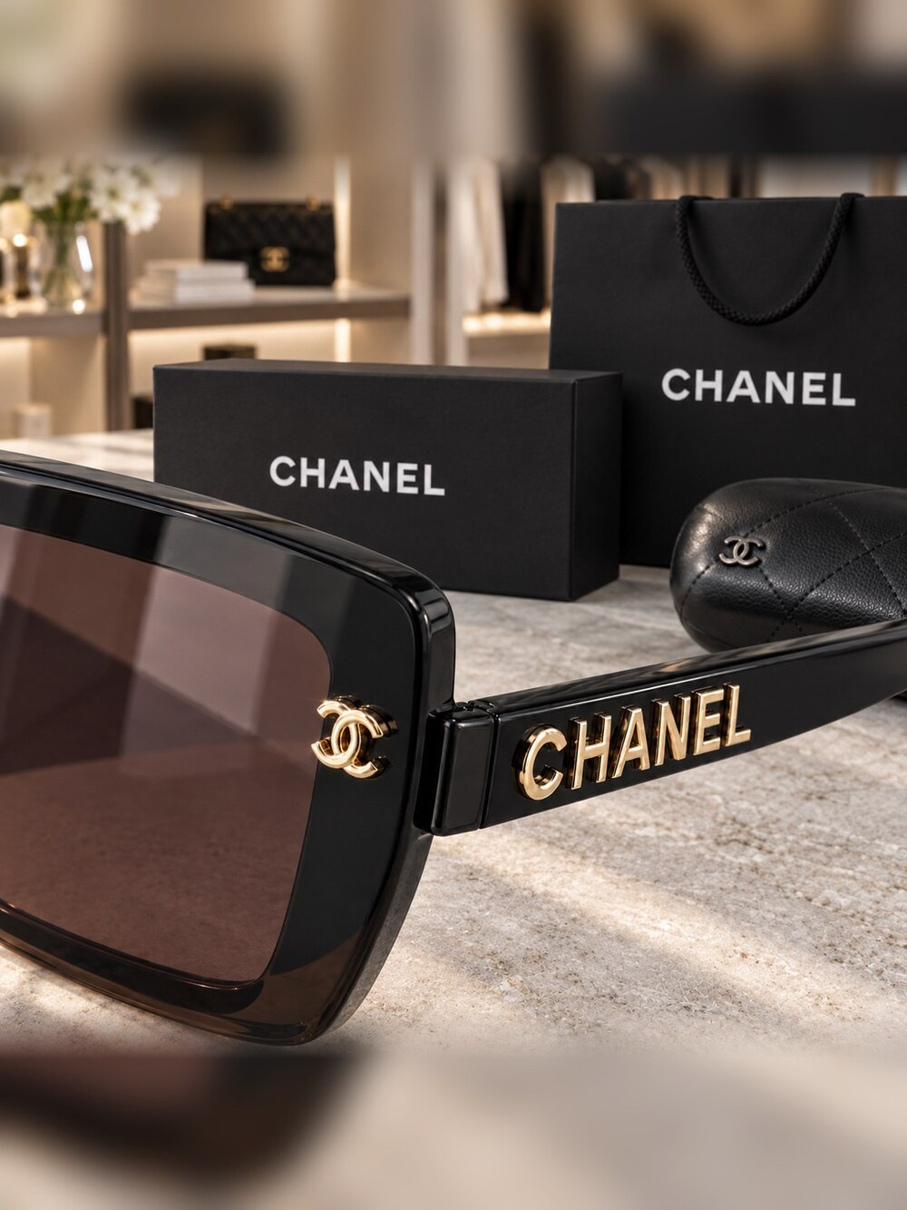 Chanel Brown Tinted Square Shades - Picture 4 of 6